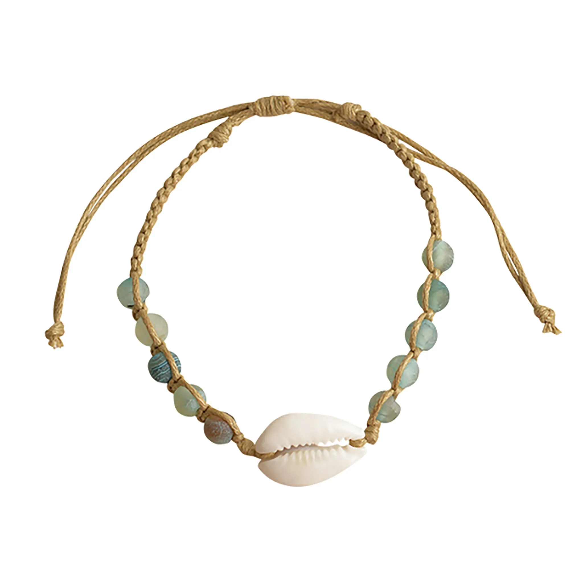 Druzy Agate & Cowrie Shell Handmade Hemp Macrame Bracelet