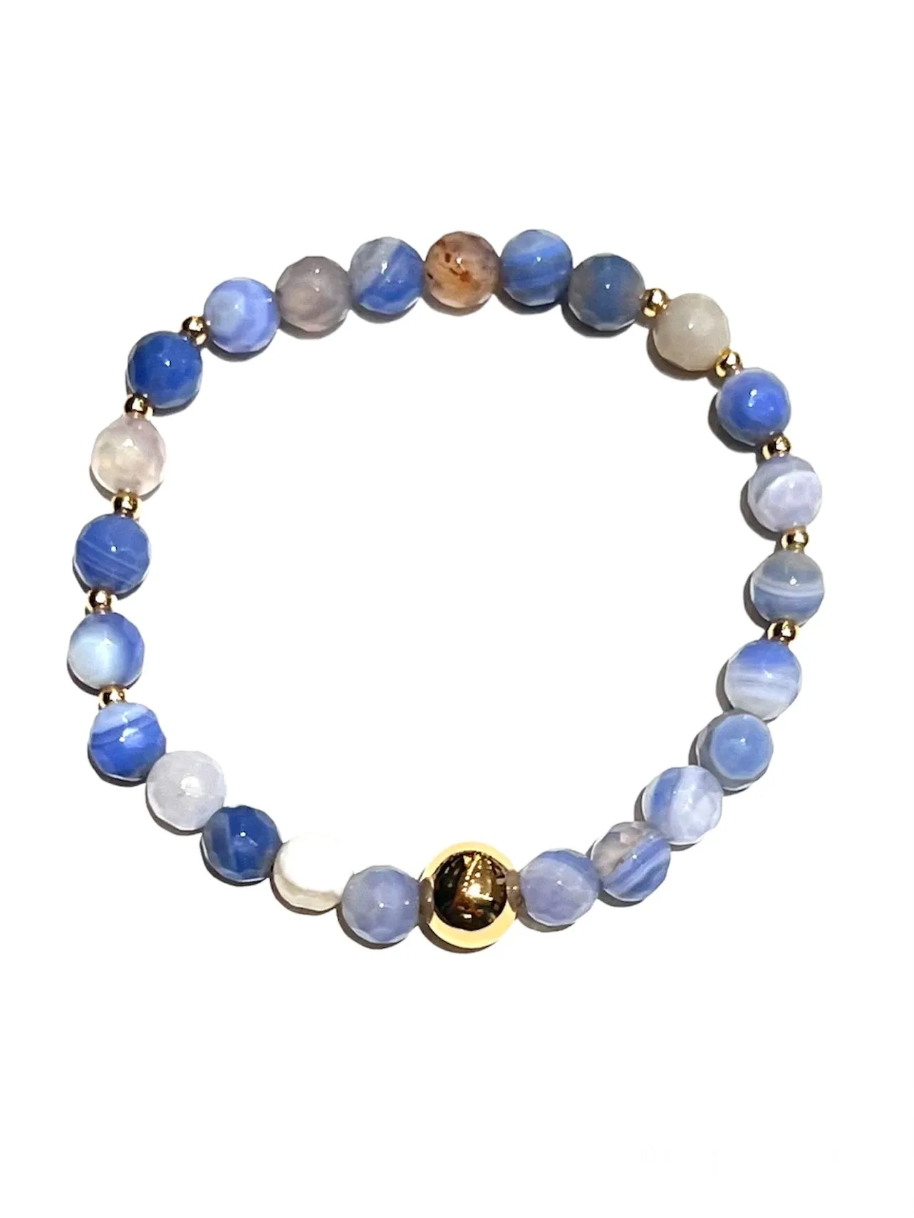 E-HC- Semiprecious 6mm Stone Bracelets with Golden Details (different styles available)