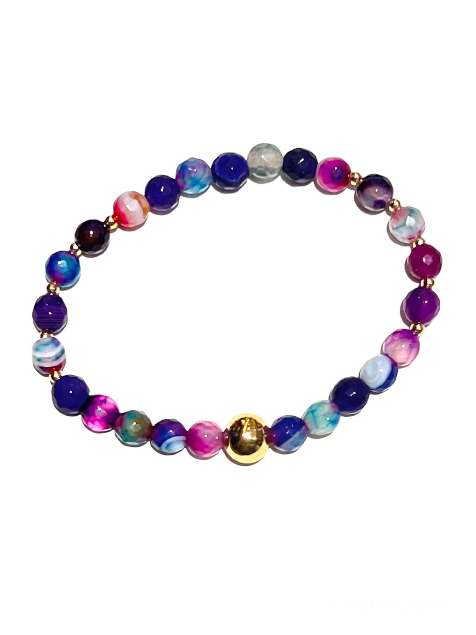 E-HC- Semiprecious 6mm Stone Bracelets with Golden Details (different styles available)