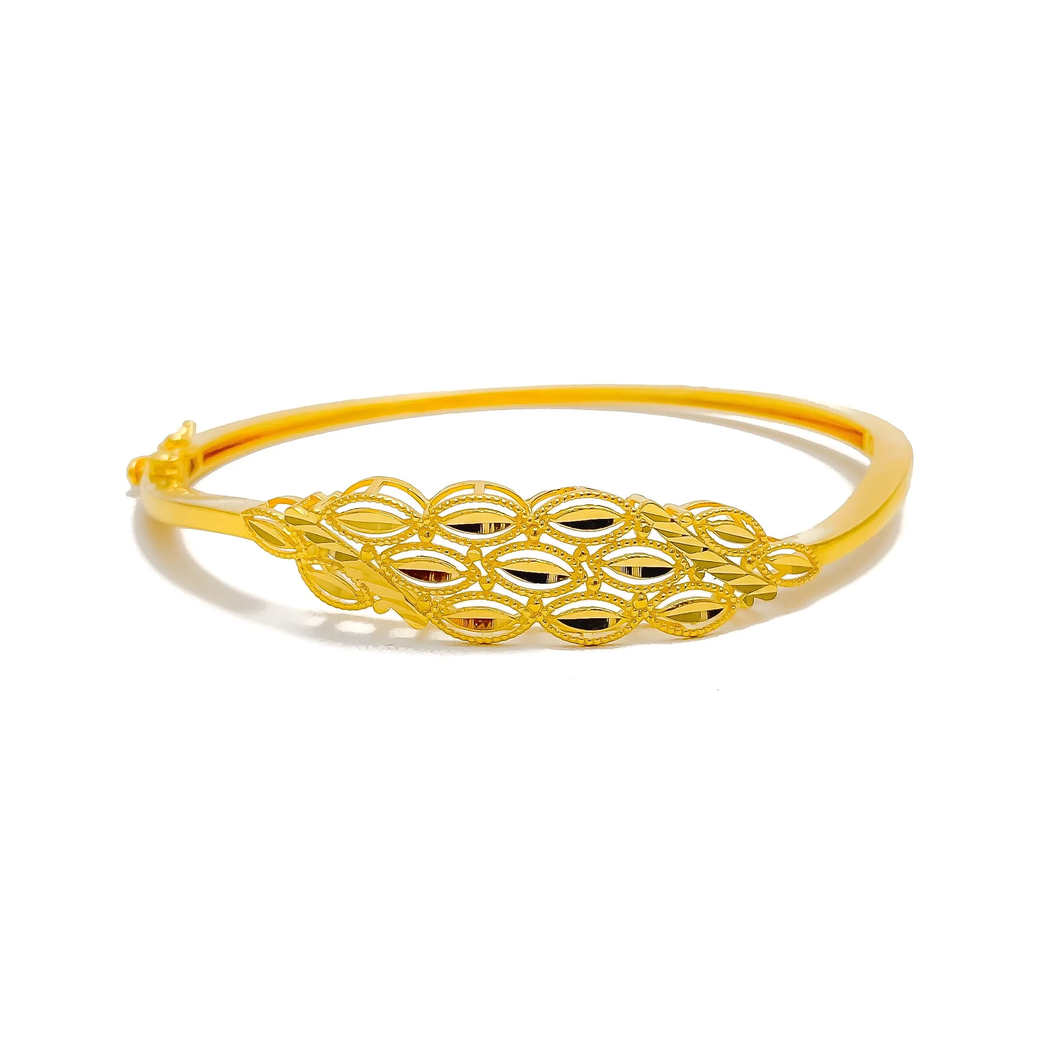 Eclectic Cluster Leaf 22k Gold Bangle Bracelet