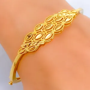 Eclectic Cluster Leaf 22k Gold Bangle Bracelet