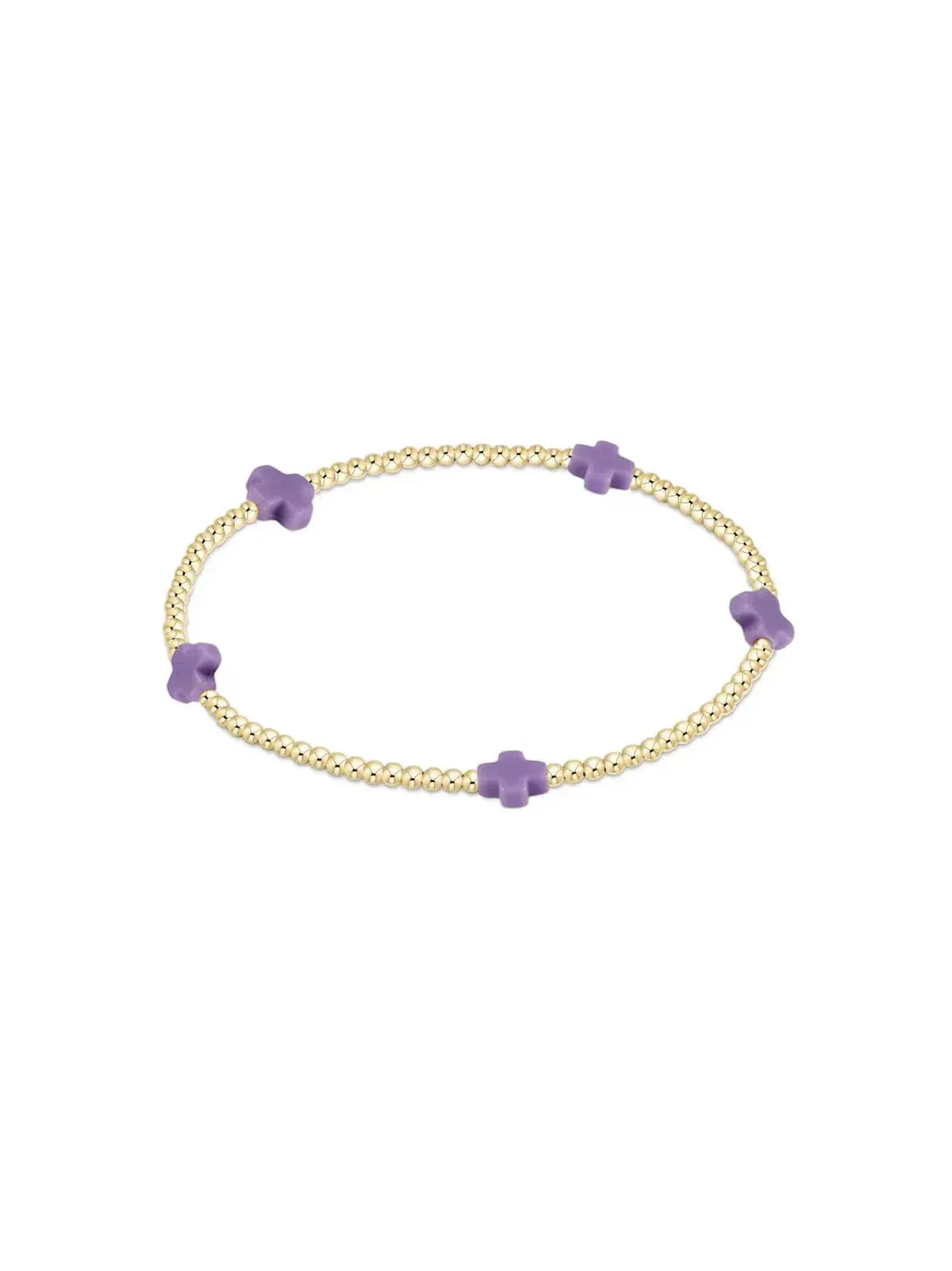 egirl Signature Cross Small Gold 2mm Bead Bracelet Purple