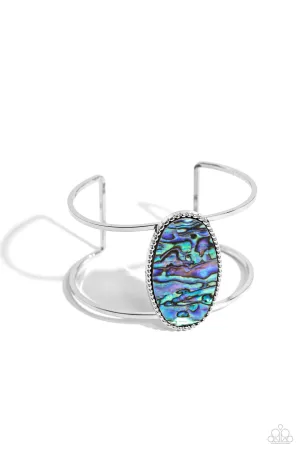 Enigmatic Energy - Blue - Oval Abalone Shell Paparazzi Cuff Bracelet