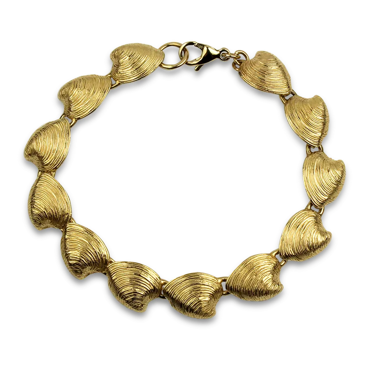Estate 14K Yellow Gold Clam Shell Link Bracelet