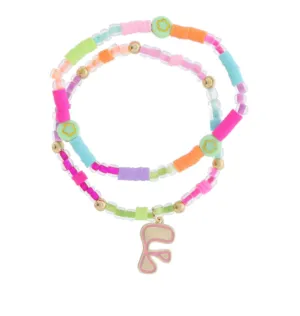 F Retro Bubble Beaded Bracelet Set