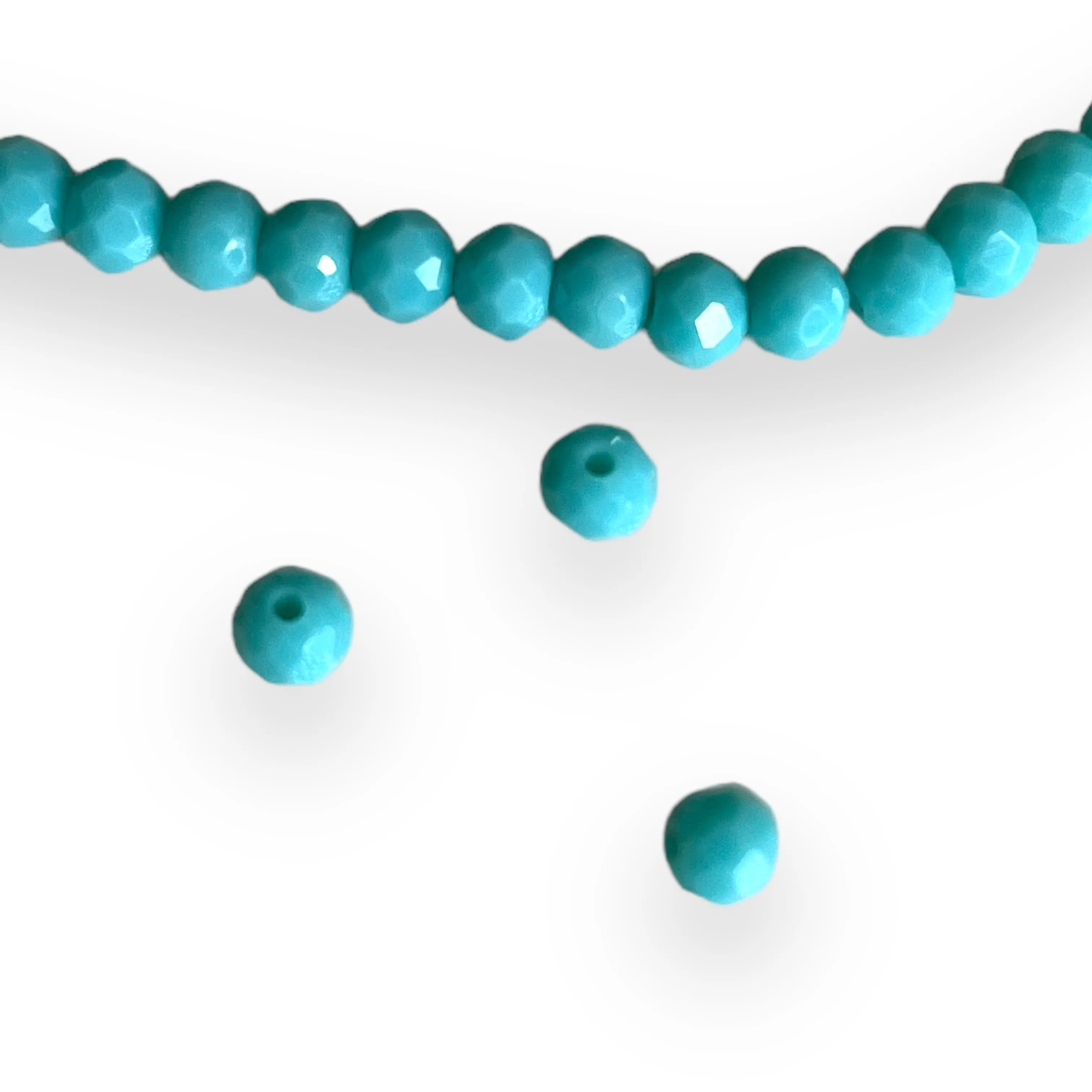 Facettes de bohème rondes 3*4 mm TURQUOISE