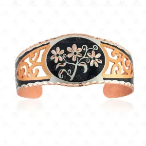 Filigree Design Bracelet Black Flower