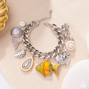 Fish Frenzy - Orange - Sea Life Charm Paparazzi Lobster Claw Bracelet - 2025 Empower Me Pink Exclusive