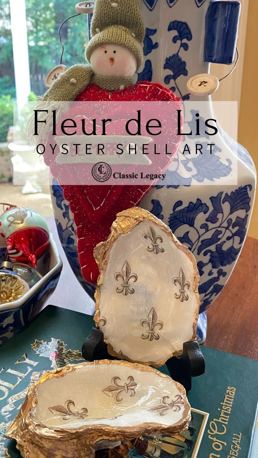 Fleur de lis Handcrafted Oyster Shell Art | Ring Dish