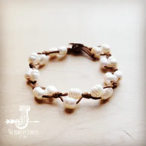 **Genuine Freshwater Pearl Double Woven Beaded Bracelet 800gc