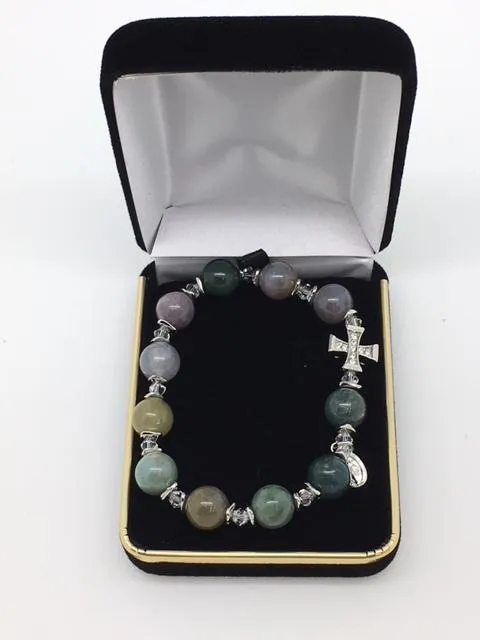 Genuine Multicolor Onyx Rosary Bracelet (10mm)
