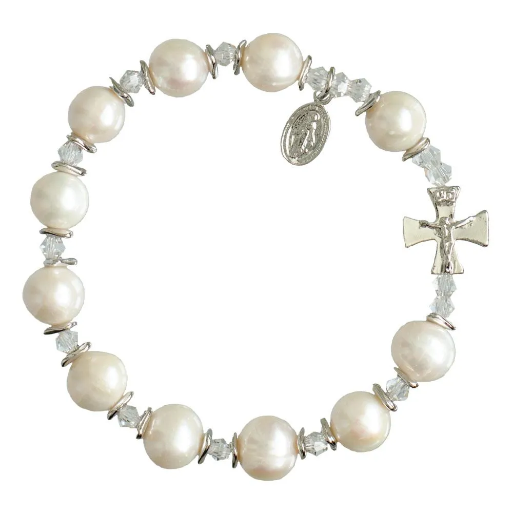 Genuine Pearl Rosary Bracelet (10mm)