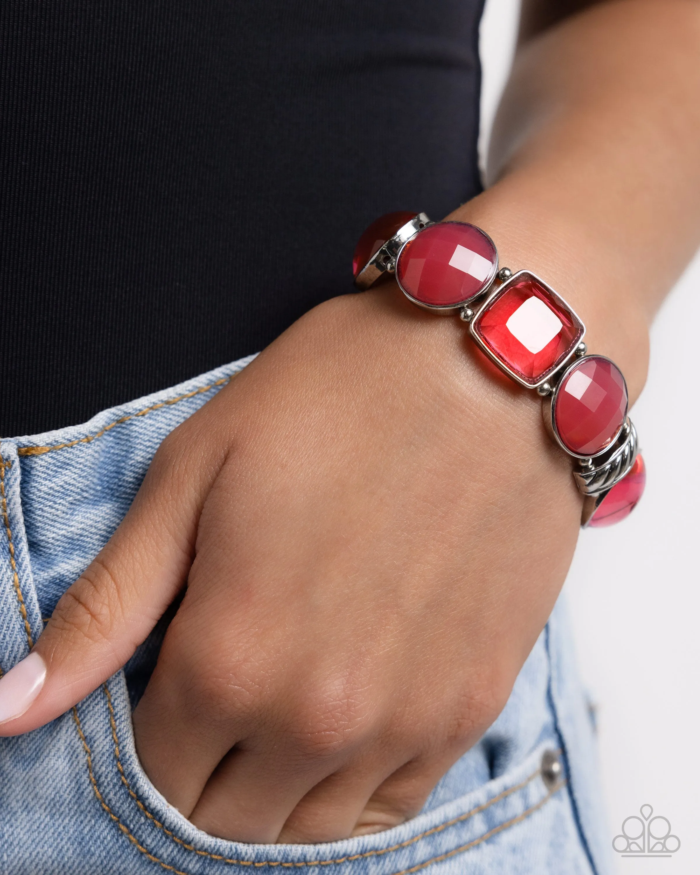 Glassy Generosity - Pink - Faceted Gem Paparazzi Stretchy Bracelet