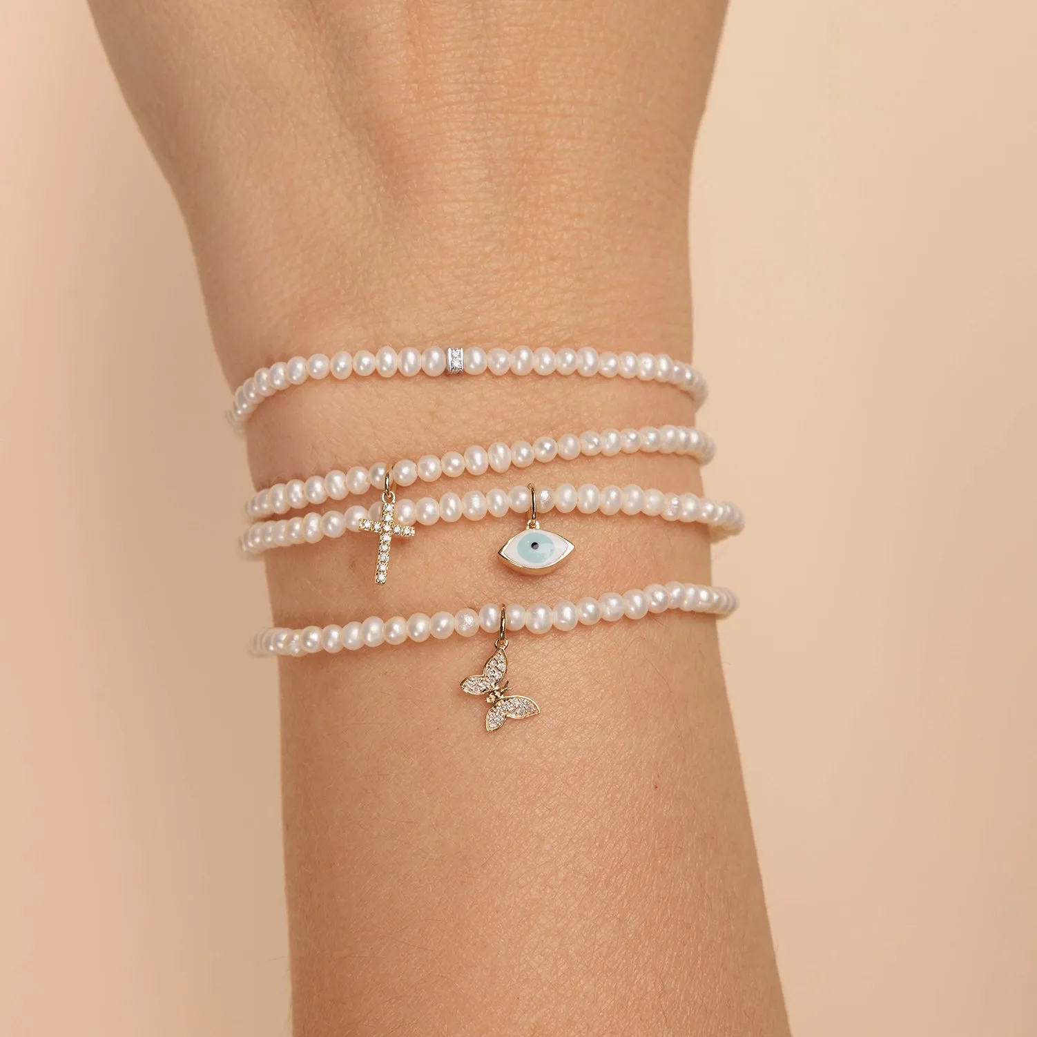 Gold & Diamond Rondelle on Pearls