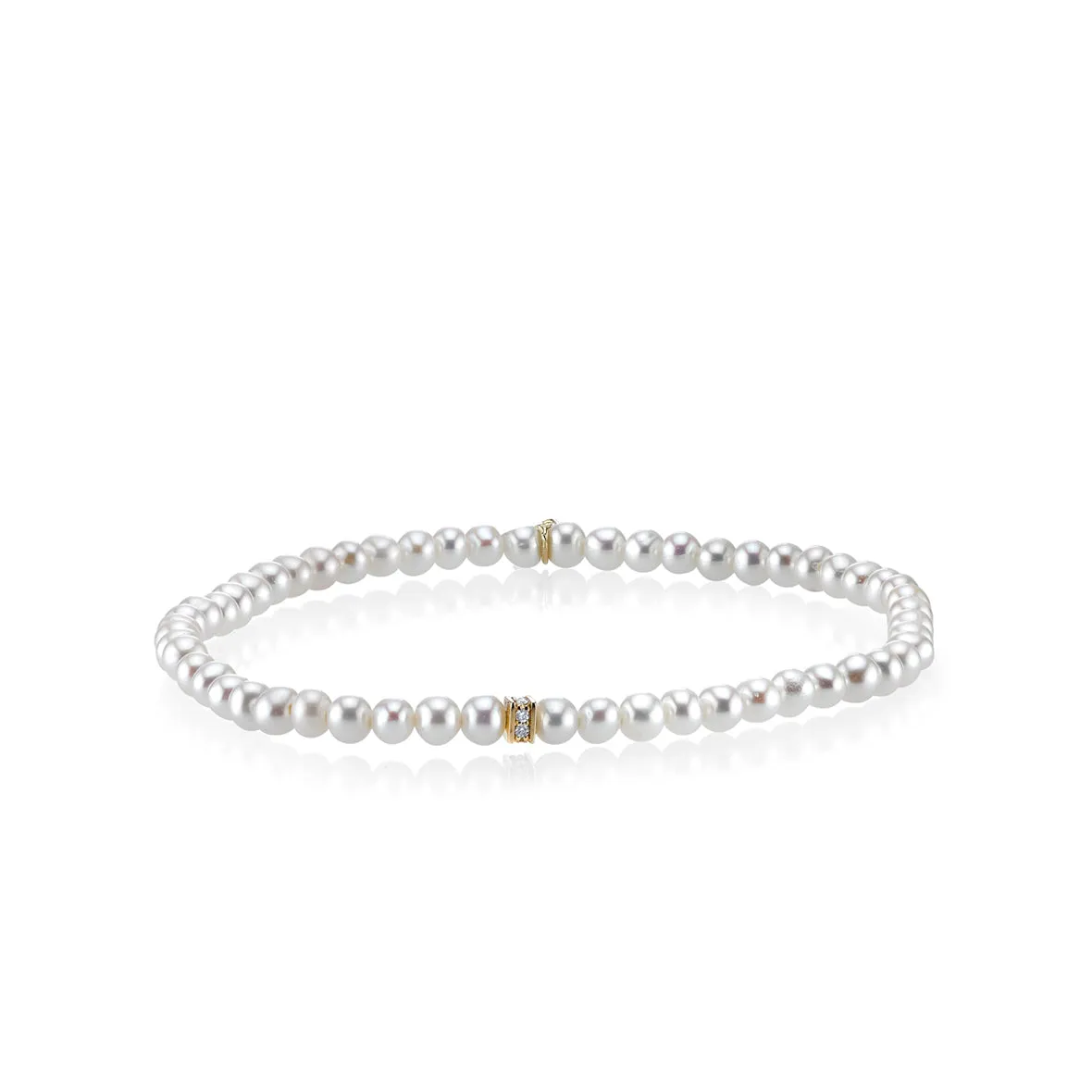 Gold & Diamond Rondelle on Pearls
