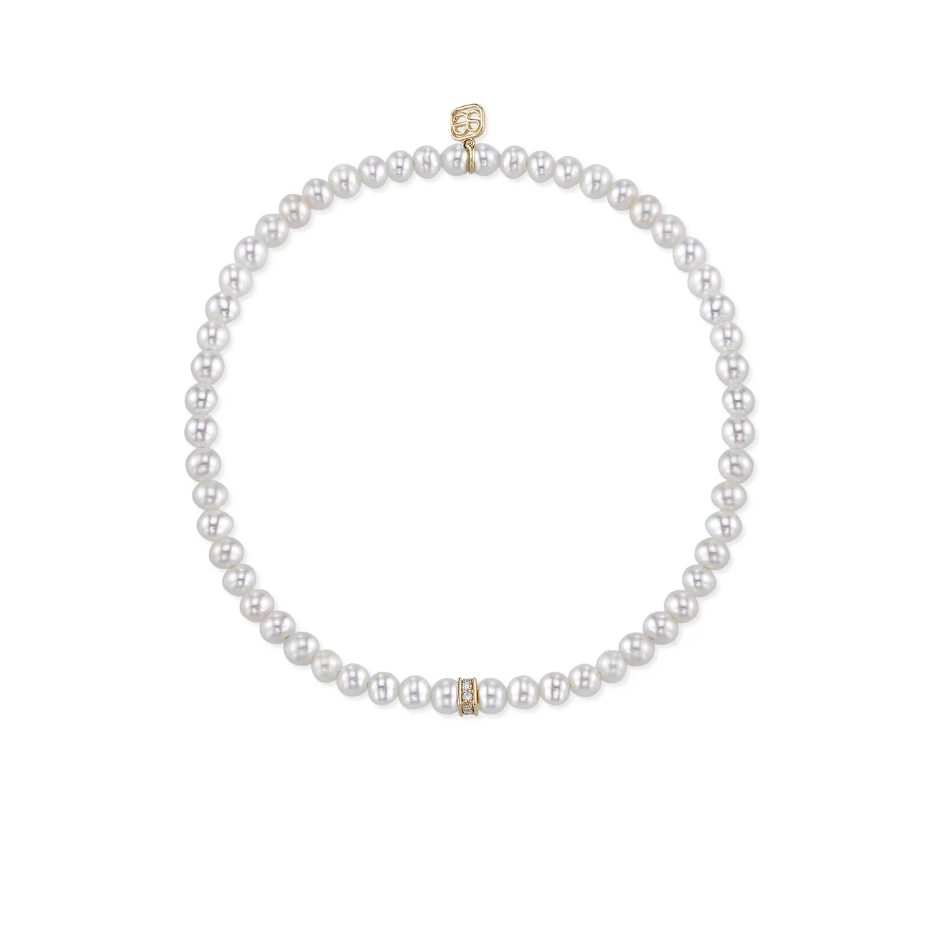 Gold & Diamond Rondelle on Pearls