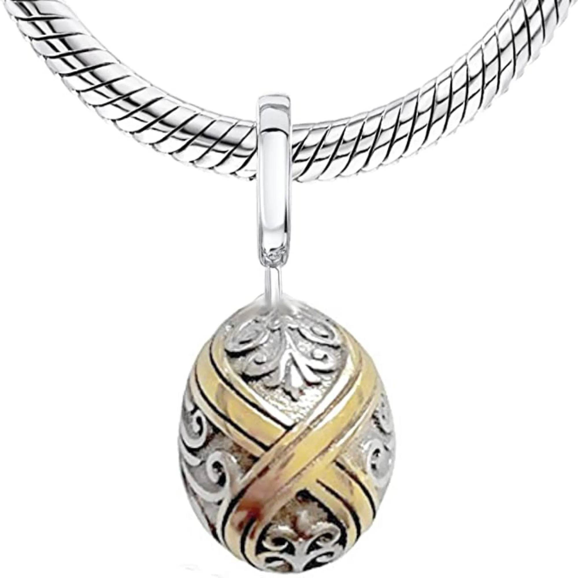 Gold Faberge Egg Dangle Pendant