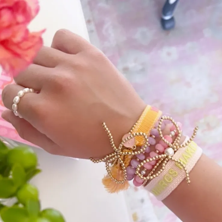 Gold-Filled Beaded Bow Bracelet
