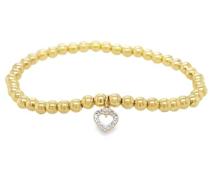 Gold Filled Elastic Bracelet with Embellished Heart Charm