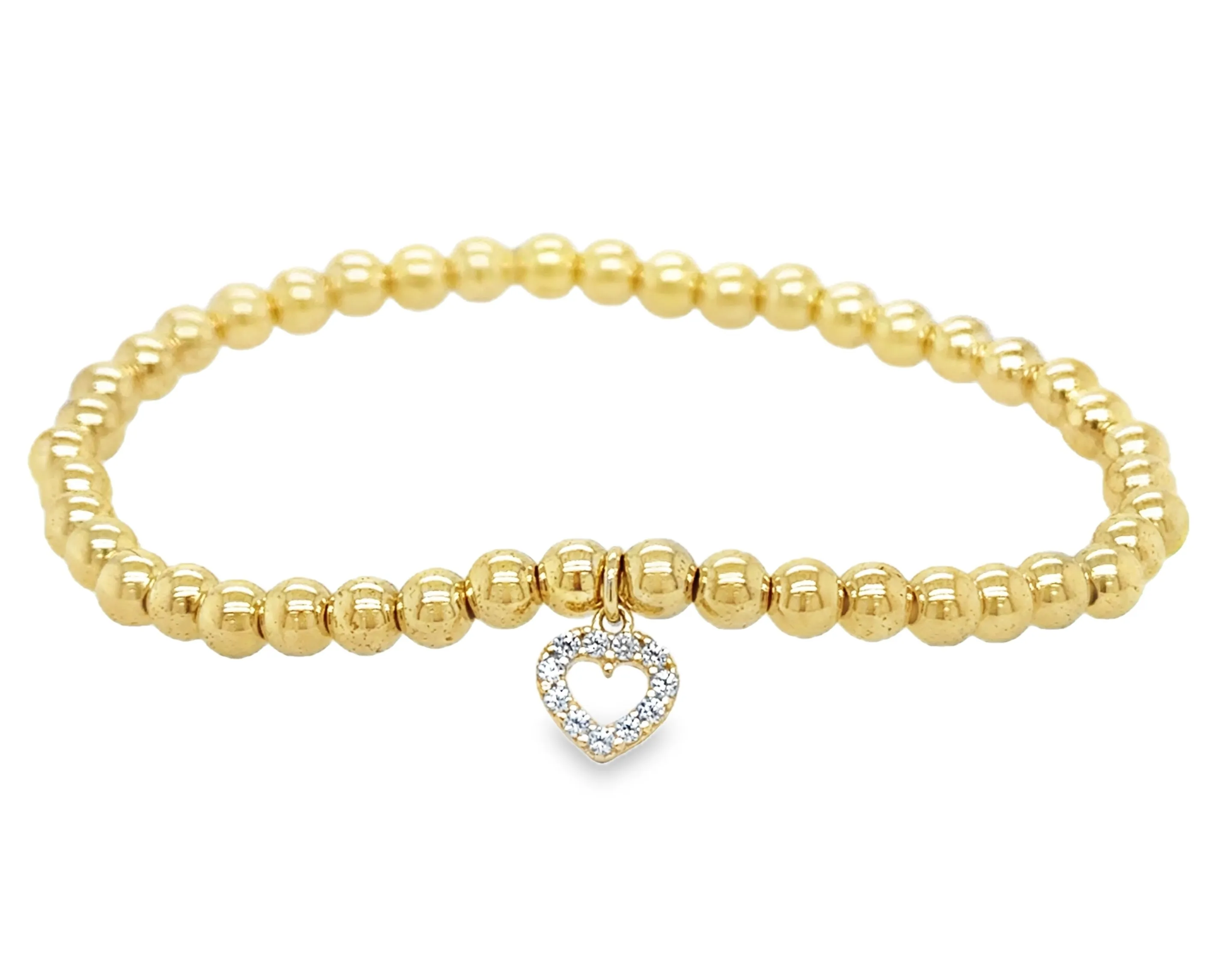 Gold Filled Elastic Bracelet with Embellished Heart Charm