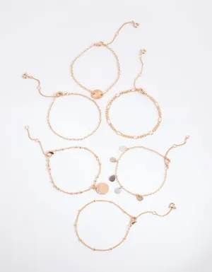 Gold Shell Jingle Bracelet & Anklet 6-Pack Set