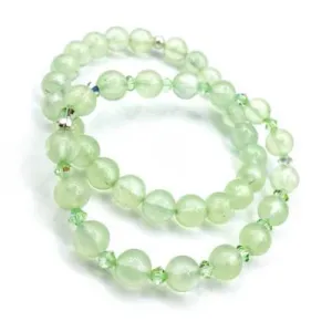 Grape stone (Phrenite) Gemstone / Swarovski Crystals Bracelet size 8mm