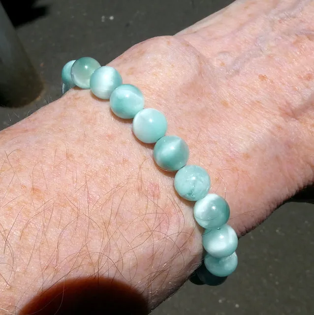 Green Angelite Stretch Bracelet, 8 mm Beads