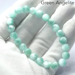 Green Angelite Stretch Bracelet, 8 mm Beads