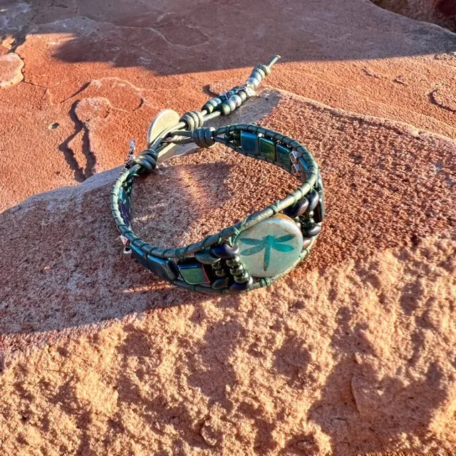 Green dragonfly bracelet