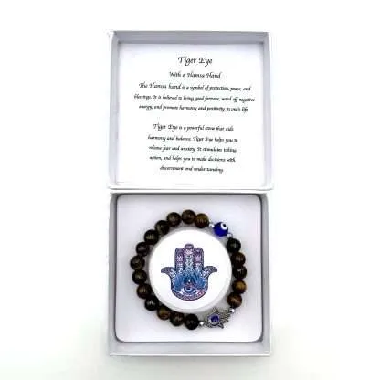 Hamsa Evil Eye Bracelet- Tiger Eye