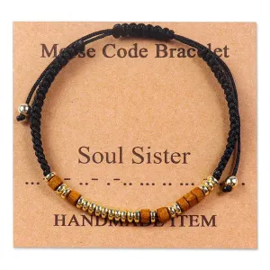 Handmade Wooden Beaded Morse Code Bracelets: Soul Sister