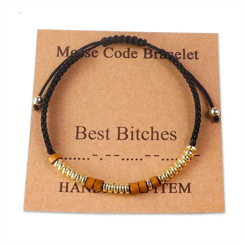 Handmade Wooden Beaded Morse Code Bracelets: Soul Sister