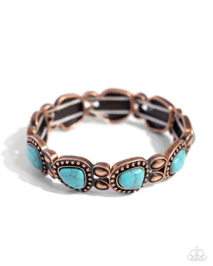 Harmonious Headliner - Copper - Turquoise Stone Paparazzi Stretchy Bracelet