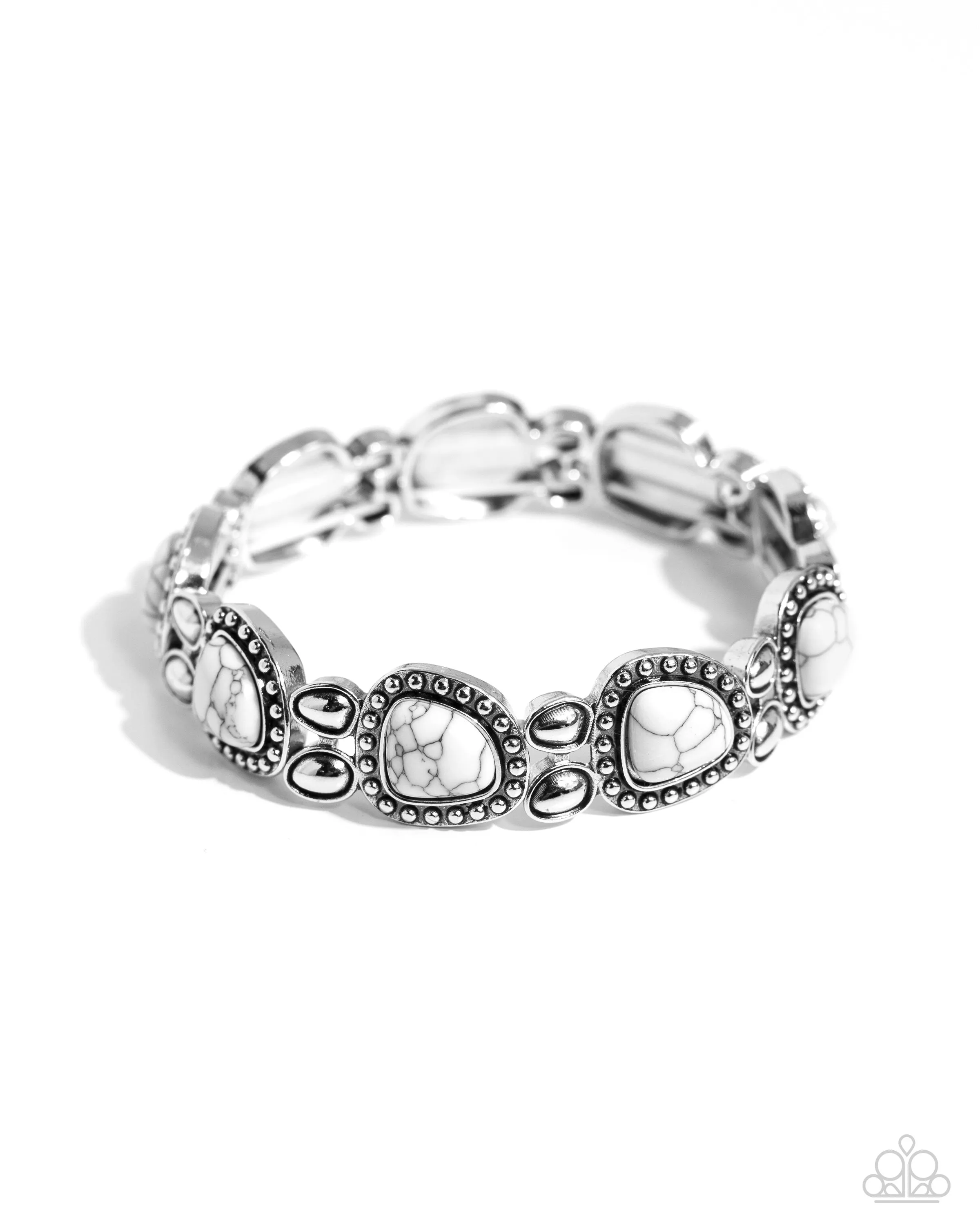 Harmonious Headliner - White - Stone Paparazzi Stretchy Bracelet