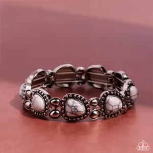 Harmonious Headliner - White - Stone Paparazzi Stretchy Bracelet