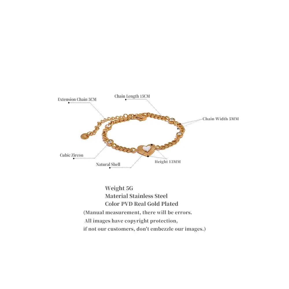 Heart Shell Chain Bracelet for Women Jewelry