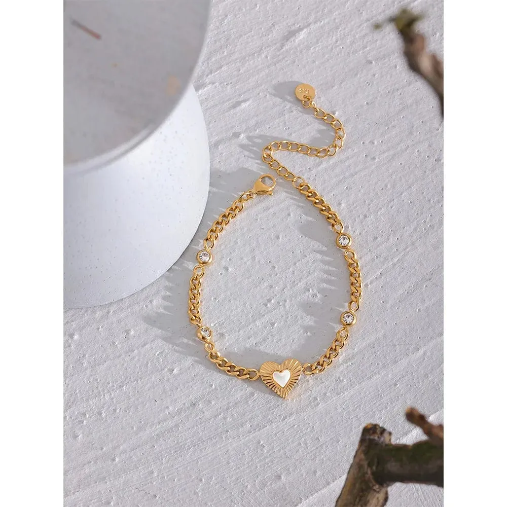 Heart Shell Chain Bracelet for Women Jewelry