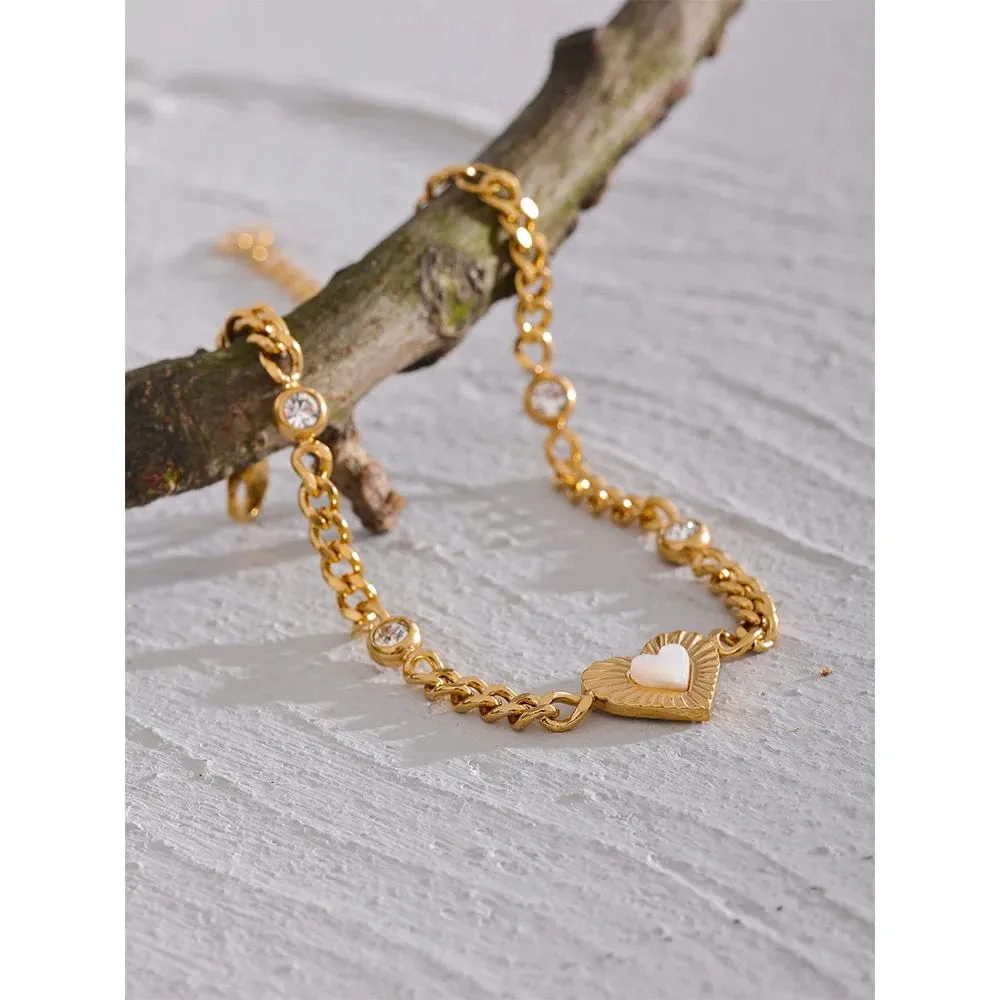 Heart Shell Chain Bracelet for Women Jewelry