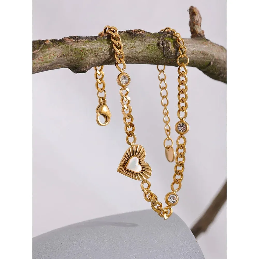 Heart Shell Chain Bracelet for Women Jewelry