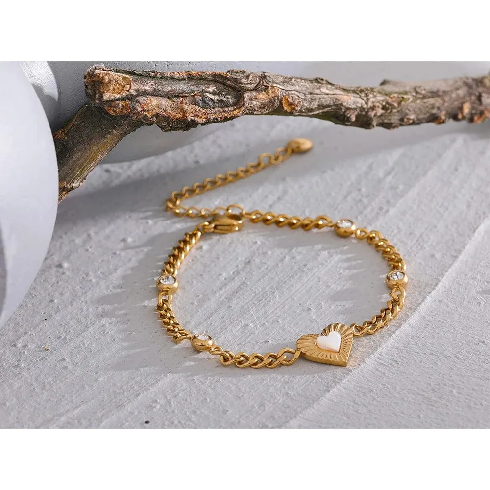 Heart Shell Chain Bracelet for Women Jewelry