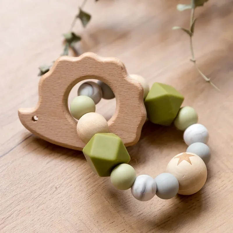 HEDGEHOG SILICONE BEADS WOODEN TEETHER BRACELET