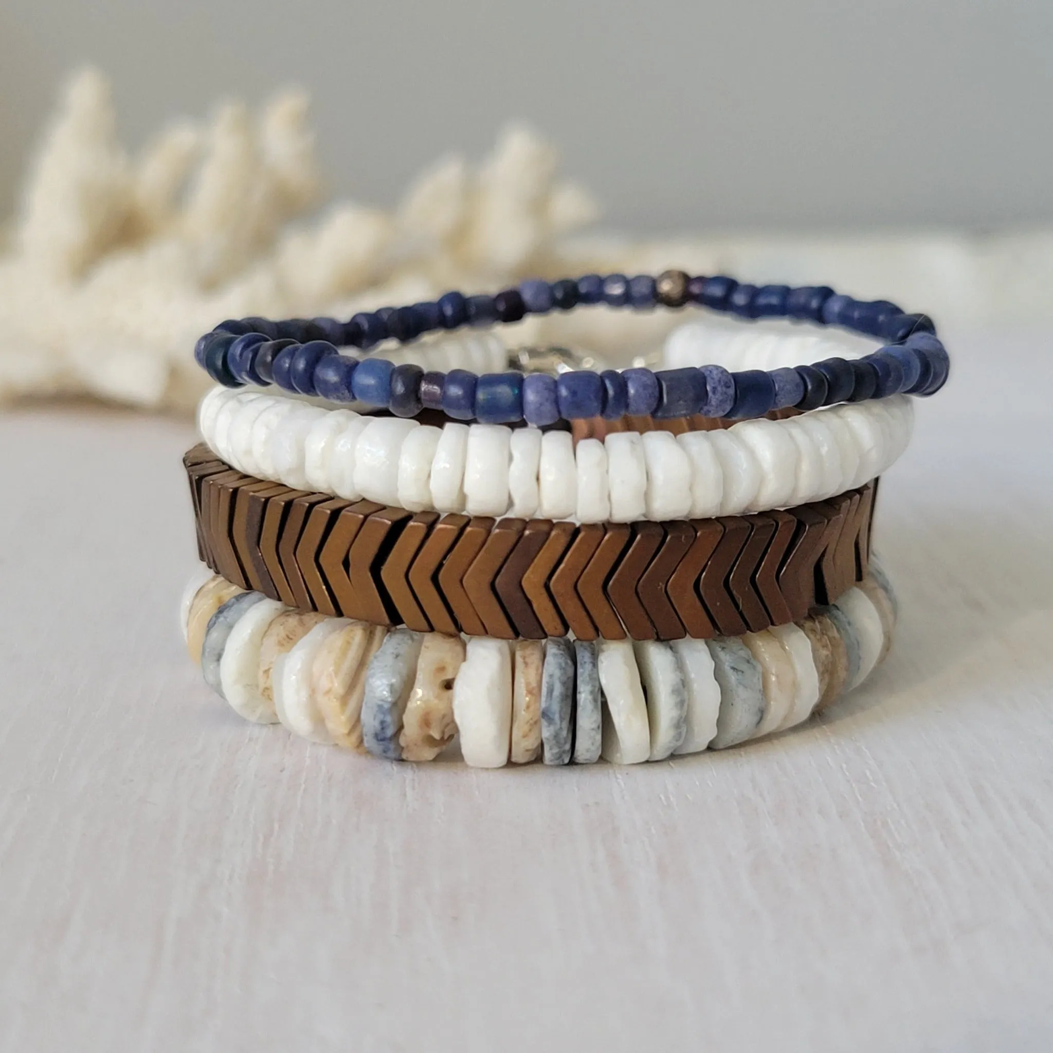 Heishi Shell Unisex Beach Bracelets - Adults or Children's