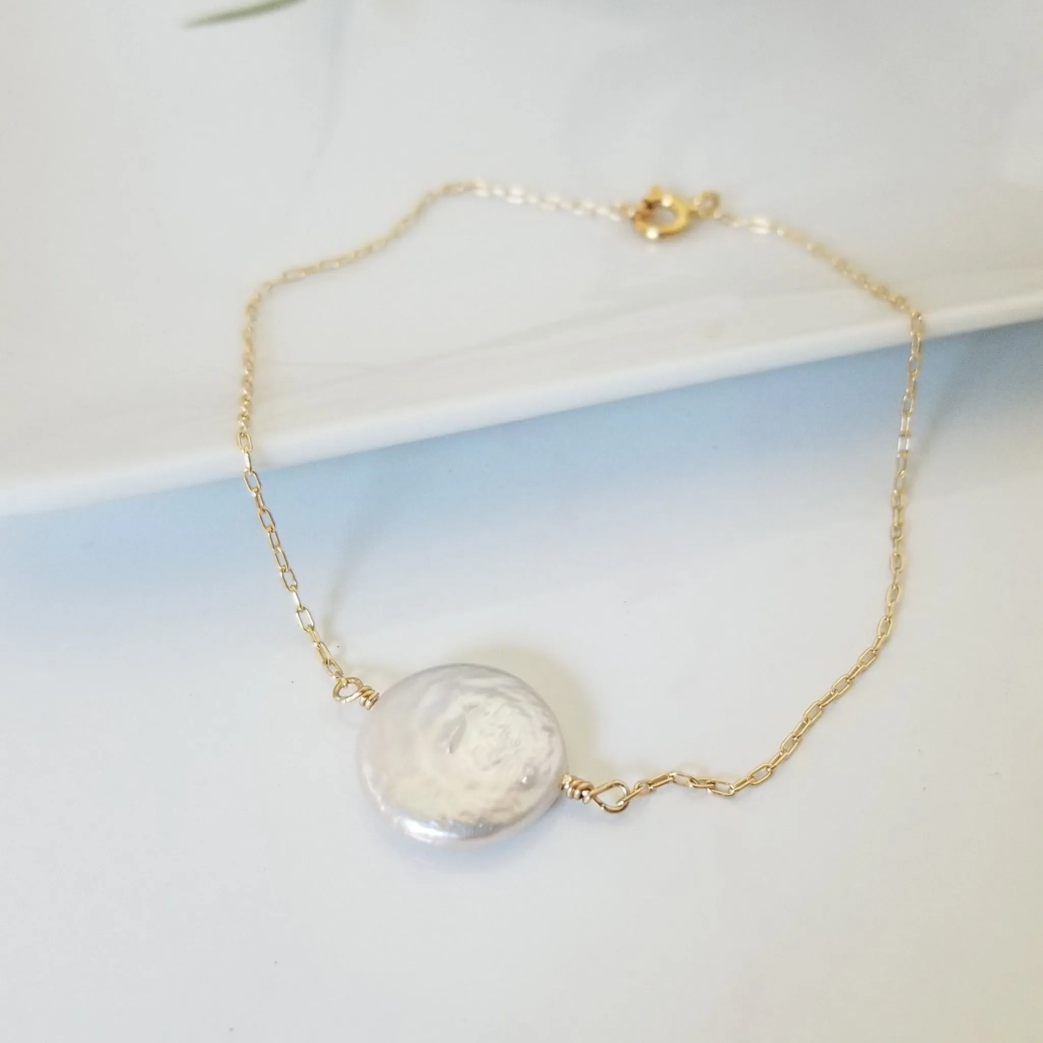 Herkimer Diamond or Raw Pearl Bracelet - Sterling Silver or Gold