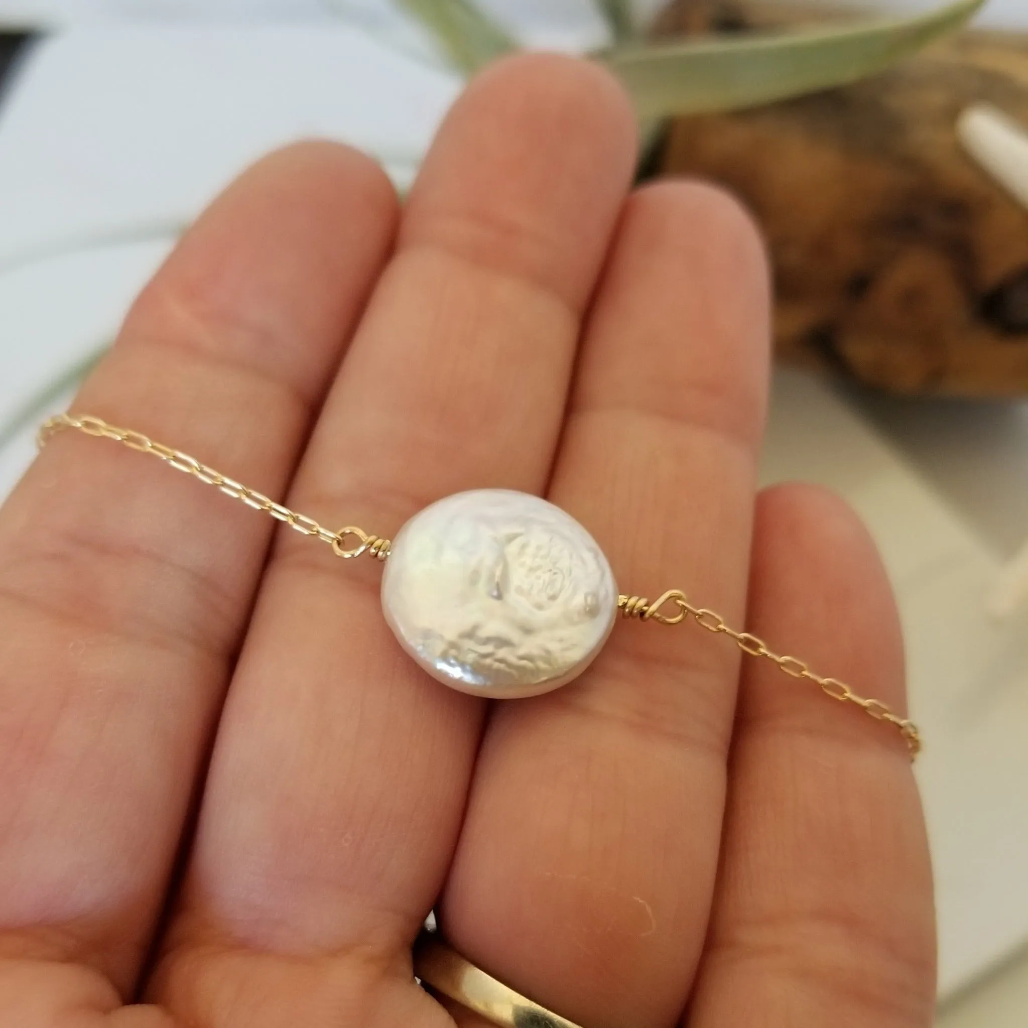 Herkimer Diamond or Raw Pearl Bracelet - Sterling Silver or Gold