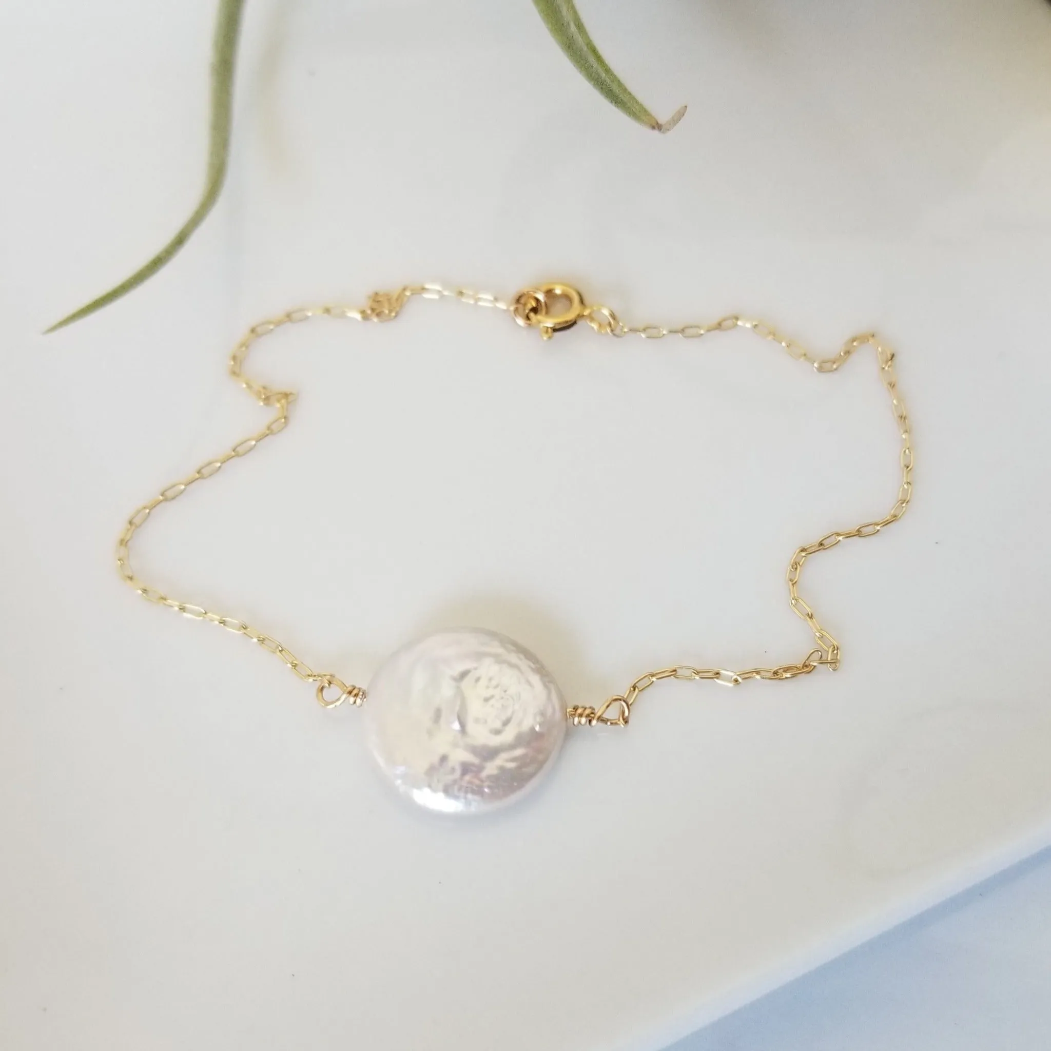 Herkimer Diamond or Raw Pearl Bracelet - Sterling Silver or Gold