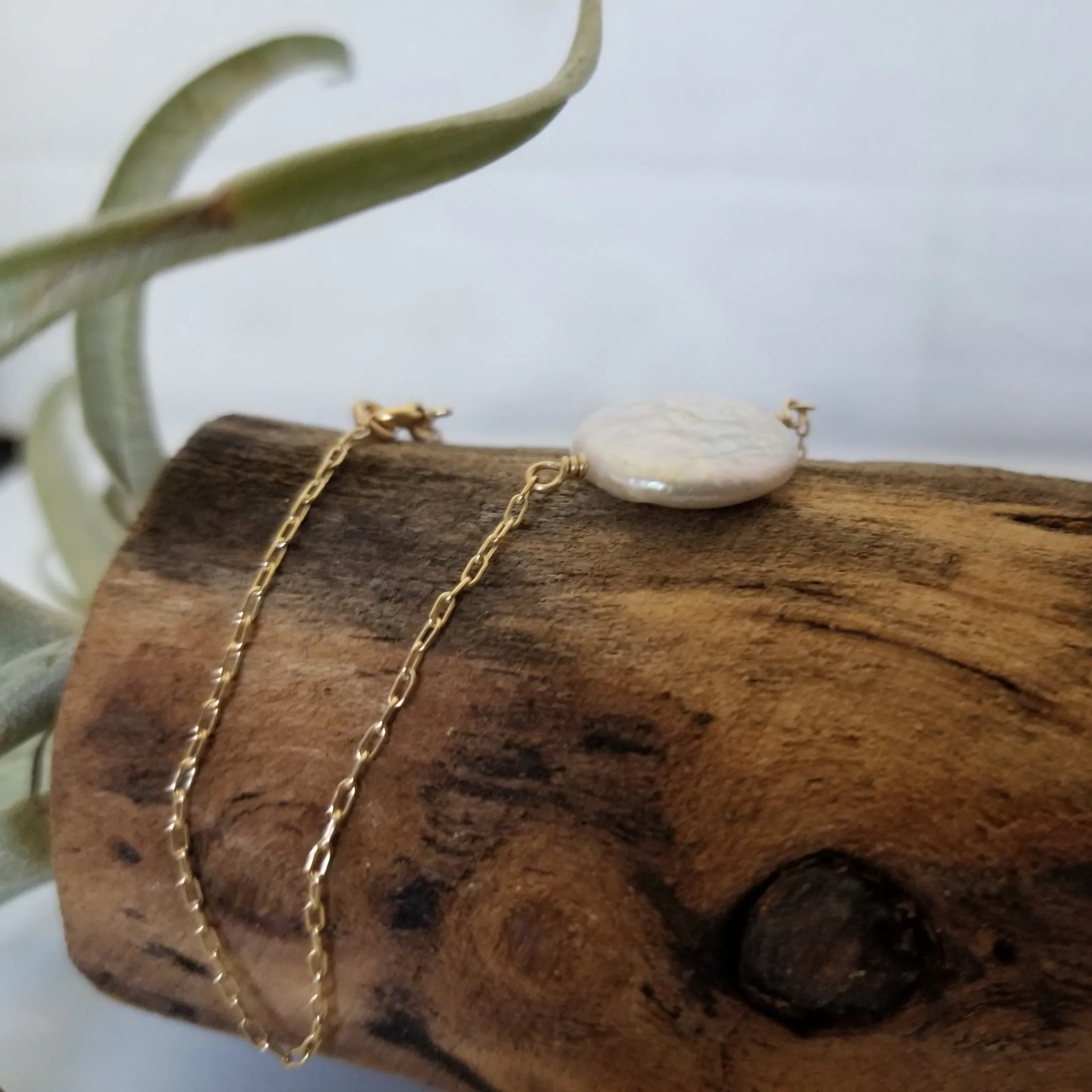 Herkimer Diamond or Raw Pearl Bracelet - Sterling Silver or Gold