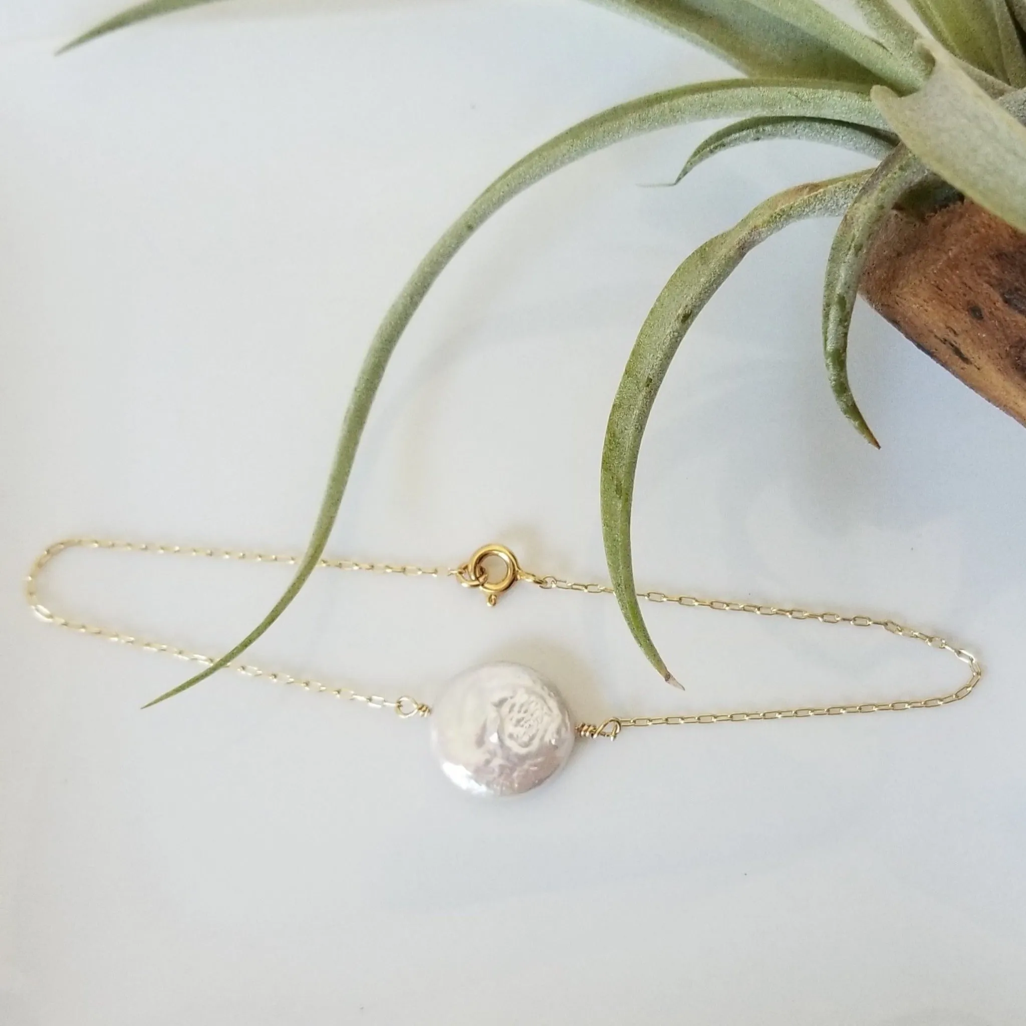 Herkimer Diamond or Raw Pearl Bracelet - Sterling Silver or Gold