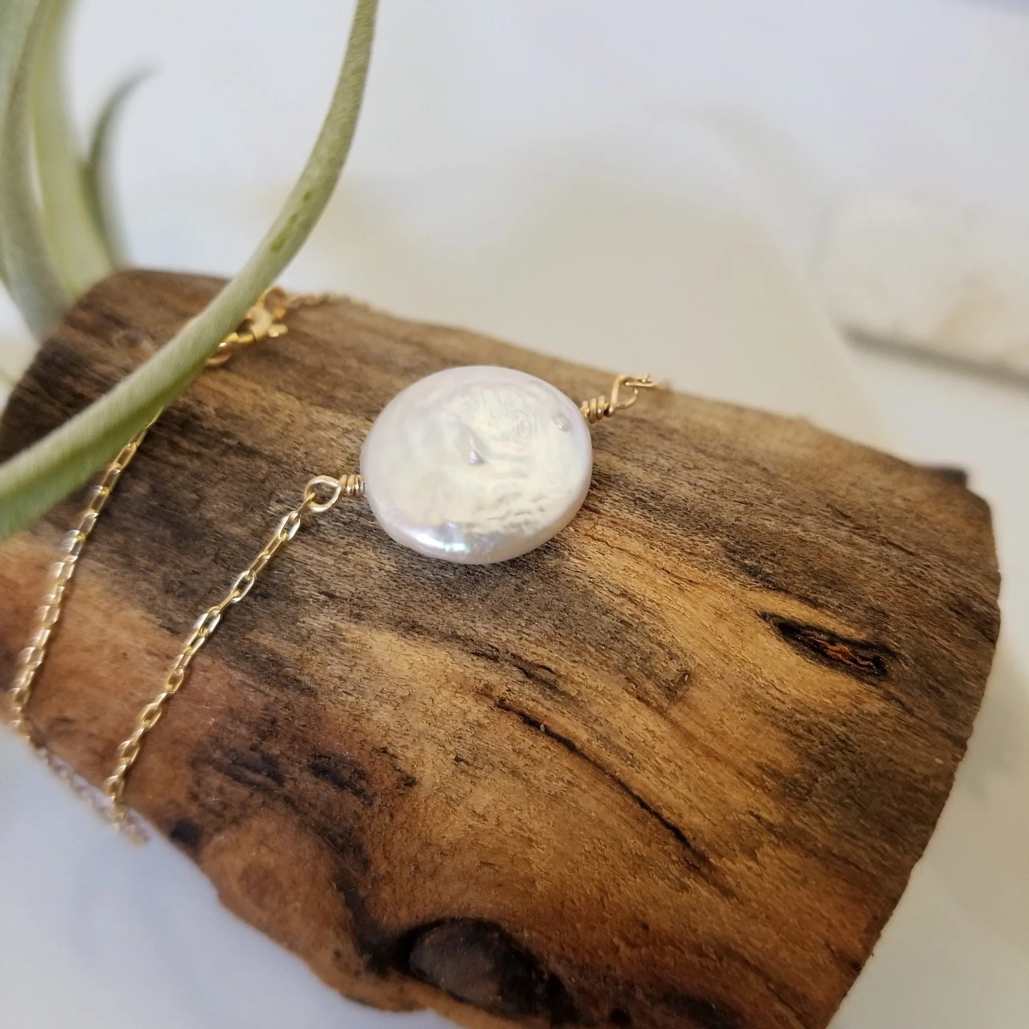 Herkimer Diamond or Raw Pearl Bracelet - Sterling Silver or Gold