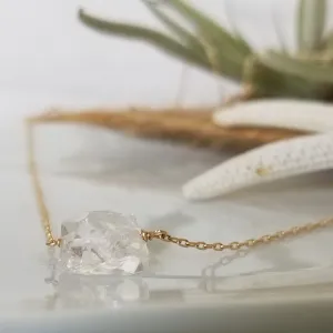 Herkimer Diamond or Raw Pearl Bracelet - Sterling Silver or Gold