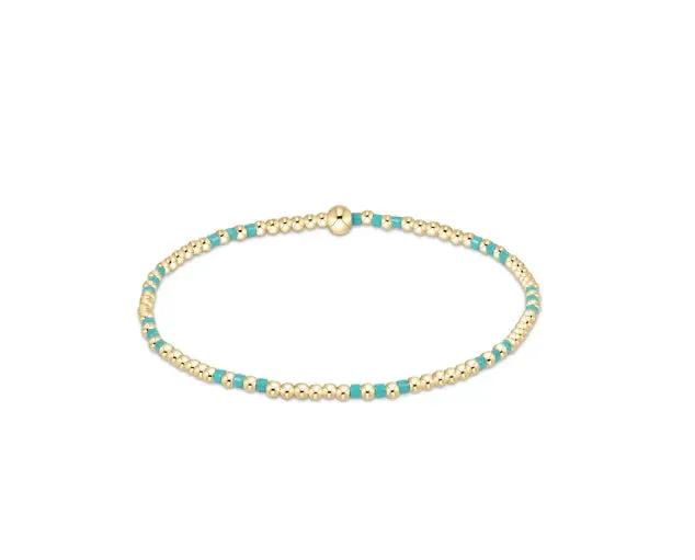 Hope Joy Pattern 2mm Bead Bracelet Turquoise